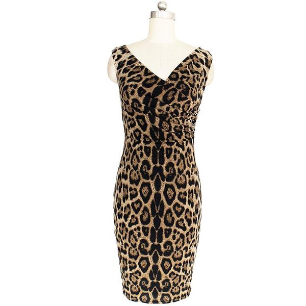 

womens elegant autumn leopard cat print v neck slim casual party club pencil sheath dress dresses, Black;gray