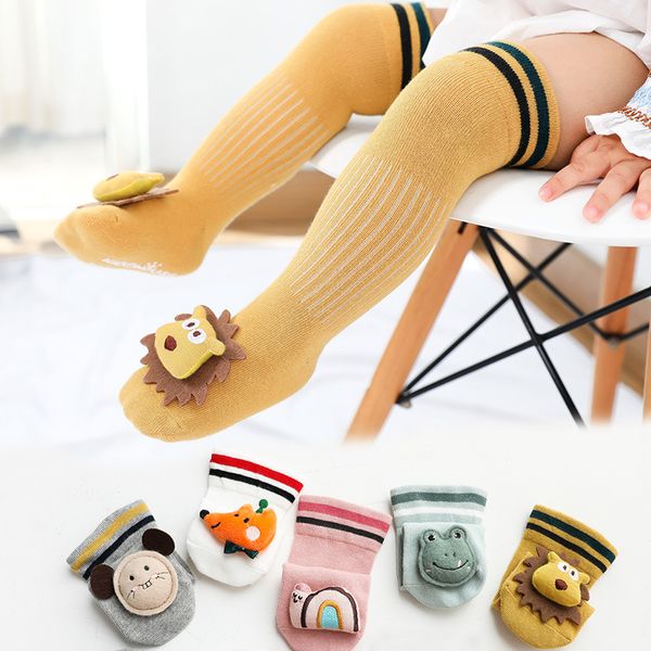 

1pc autumn and winter newborn infant baby socks combed cotton lion tube socks doll accessories dispensing boys girls socks, Pink;yellow