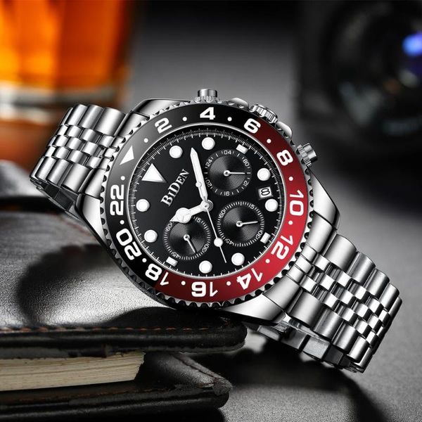 

wristwatches biden luxury watch men military mens watches brand wristwatch quartz male clock drop relogio masculino, Slivery;brown