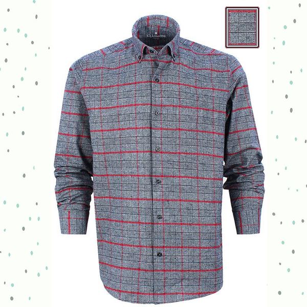 

flannel men shirt wool long sleeve plaid single pocket regular 100% business winter varetta made in turkey men's casual shirts, White;black