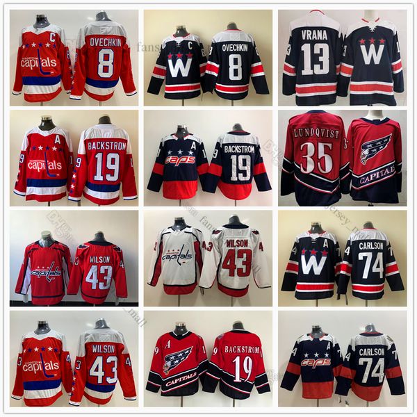 

washington capitals ice hockey jerseys 77 t.j. oshie 43 tom wilson 74 john carlson 8 alex ovechkin 92 evgeny kuznetso 19 nicklas backstrom 1, Black;red