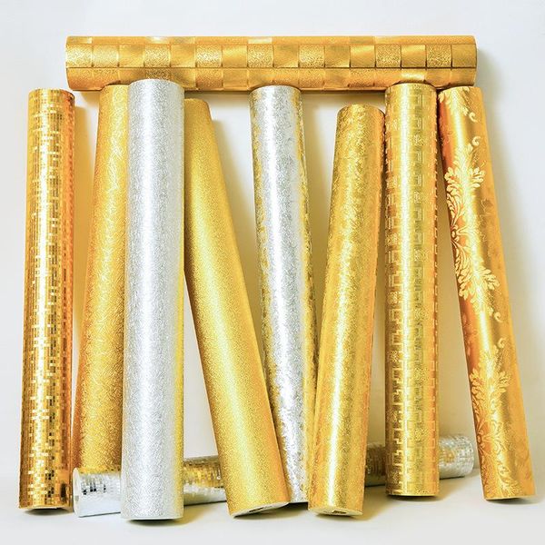 

wallcoverings 3d pattern pvc wallpaper living room waterproof wall paper 53cm width geometric light gold silver wallpapers