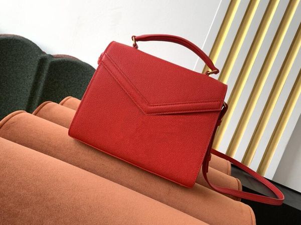 

realfine bags 5a 623930 20cm cassandra mini handle handbag grain de poudre embossed calfskin leather for women with dust bag box