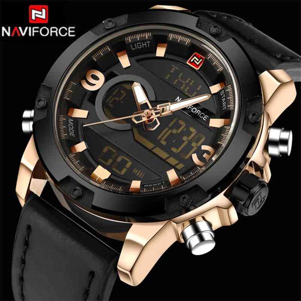 

naviforce men watch dual time zone alarm lcd sport mens quartz wristwatch silicone waterproof dive sports digital es 210608, Slivery;brown