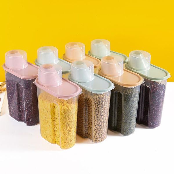 

storage bottles & jars 1.9/2.5l plastic dry goods sealed fridge box with measuring cups