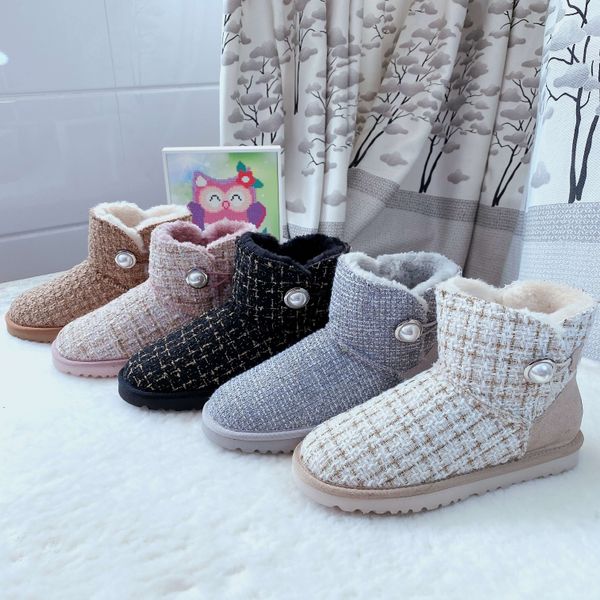 

2022 women womens snow boots fluffy yeah wool winter designer platform luxury boot booties for shoes ankle australia straight short girl lad, Black