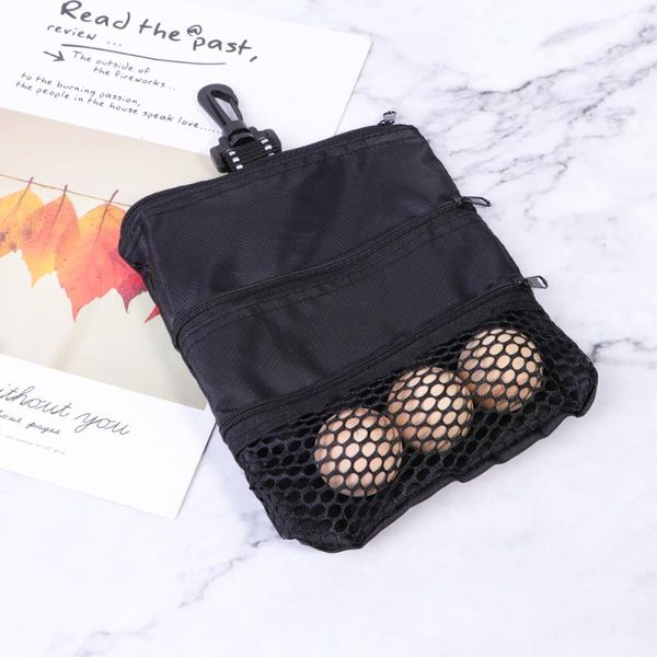 

2pcs portable golf tee storage bag ball pouch holder accessories (black) bags