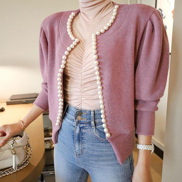 

women's jackets arrival fashion spring autumn korean women simple temperament elegant office lady pearl basic wild solid cardigan coat, Black;brown