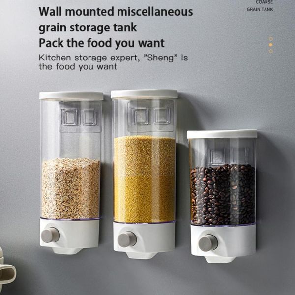 

storage bottles & jars 1.5l/1l press style wall mounted jar clear kitchen food container multifunctional snack dried fruit tank