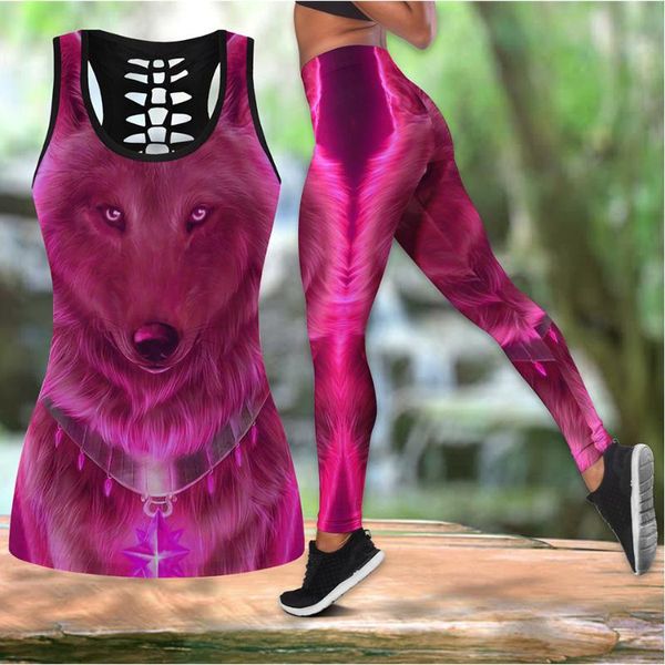 

women's tanks & camis fashion animal wolf red women hollow tankand leggings for 3d print hipster leisure streetwear female vests cl, White