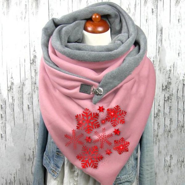 

scarves scarf women winter snowflake print shawls button soft neck wrap femme casual warm comfortable turban, Blue;gray