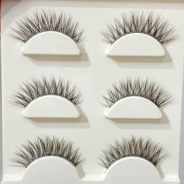 

false eyelashes transparent stems handmade eye tail elongated non-grafted lash 3 pairs of natural and realistic light style 3d