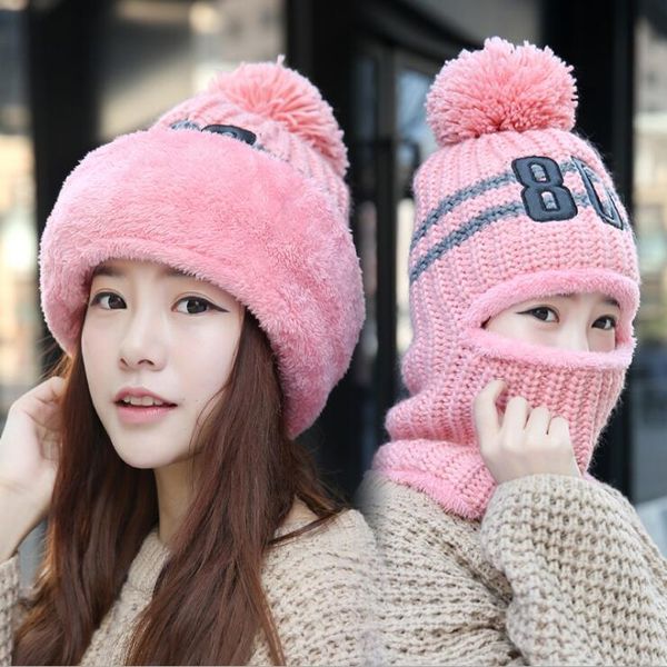 

plush thick woolen autumn winter ladies pullover knitted hat beanie/skull caps dmzm047 fashion cycling cold and warm ear protection cap, Blue;gray