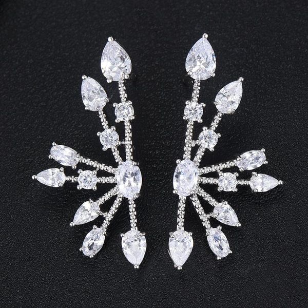 

dangle & chandelier godki 39mm fashion geometry fireworks cubic zircon crystal drop earrings for women jewelry wedding brincos boucle d&#039, Silver