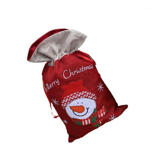 

christmas decorations cartoon portable candy bags thicken fabric handbag snowman santa gift bag home party (snowman)