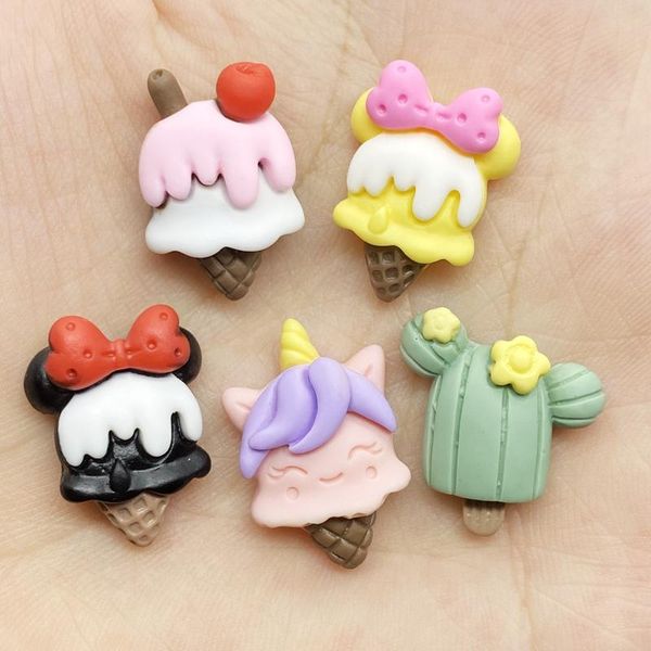 

decorative objects & figurines 10 / 20 piece kawaii cartoon ice cream series flat back resin convex circular scrapbook diy accessories d73a