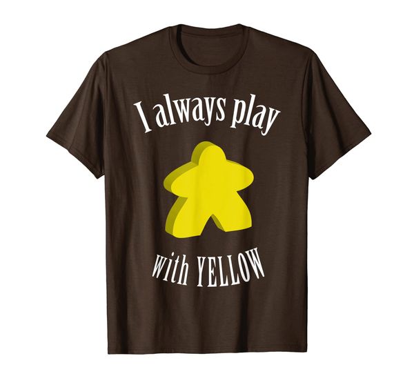 

i always play with yellow meeple board game t-shirt, White;black