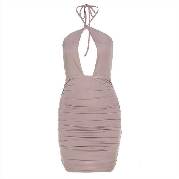 

summer halter tight bodycon womens dresses sleeveless strapless cut out backless night club party mini, Black;gray