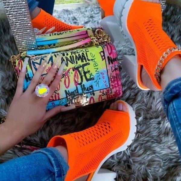

sandals summer women shoes 2021 mesh platform women's closed toe high heel ladies light casual large size 35~43, Black