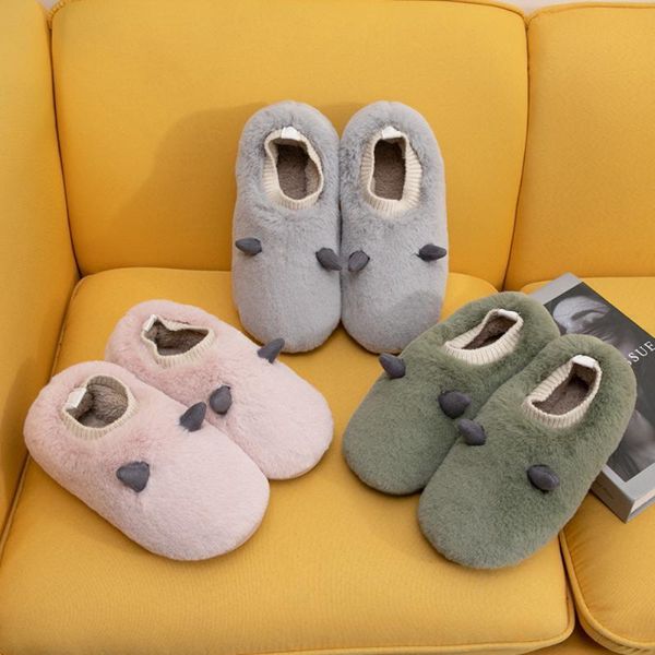 

non-slip winter women slippers home shoes male comfort floor cotton plush ladies indoor, Black