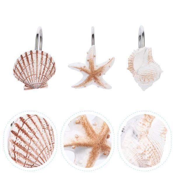 

shower curtains 12pcs creative seashell curtain hooks bathroom (assorted color)