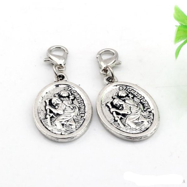 120 Stück Legierung ST Christopher Floating Karabiner Charms Anhänger für Schmuckherstellung Armband Halskette DIY Zubehör 16,5 x 40 mm