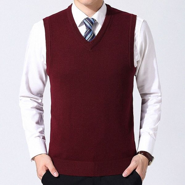 

men's pullover knitted braided solid color basic wedding acrylic fibers sleeveless sweater cardigans v neck fall spring purple wine arm, White;black