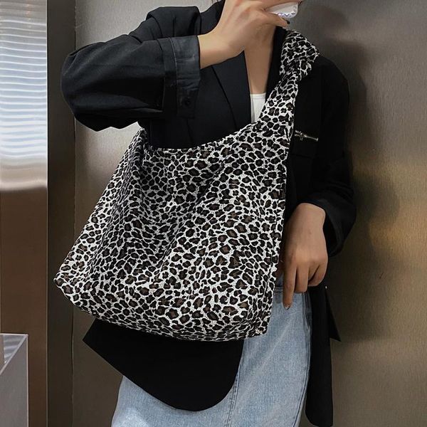 

leopard pattern bag canvas large shoulder bags for women 2021 handbags female hand vintage trend waist