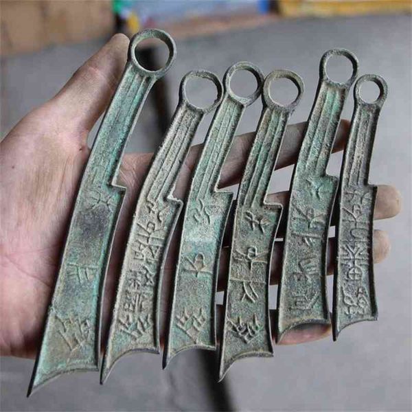 

Antique copper miscellaneous money, collect 6 knife coins in the Warring States period, a set of antique coins, film and
