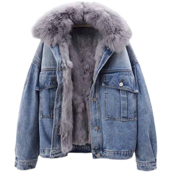 

women's jackets winter women denim coat fur collar long sleeve single breasted warm jeans jacket wild parkas casual outerwear tide h192, Black;brown