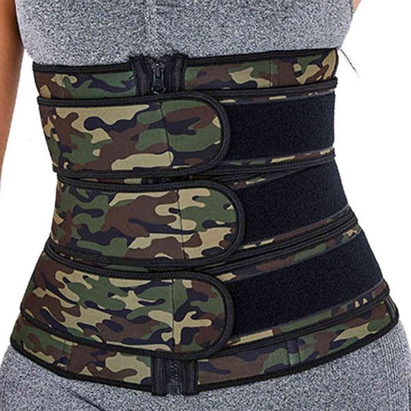 

luxury women's shapers triple sweaty belt fast sweat wicking body shaping zipper reinforcement, Black;white