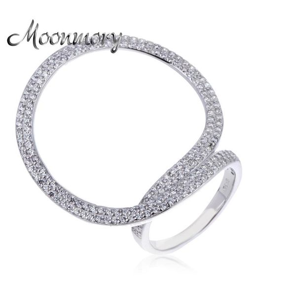 

cluster rings moonmory 2021 arrival russia 925 sterling silver ring for women big round wedding with zircon wholesale price, Golden;silver