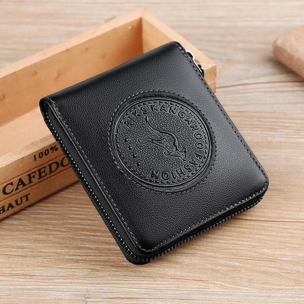 

100% genuine leather men wallets coin pocket zipper real men's wallet with portefeuille homme, Red;black