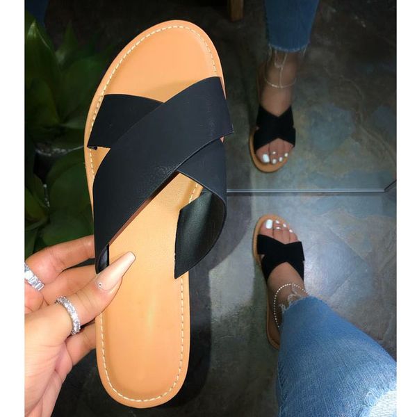 

sandals women slippers fashion shoes woman's ladies sides platform summer outdoor rhinestones flat ladies shoes pjog, Black