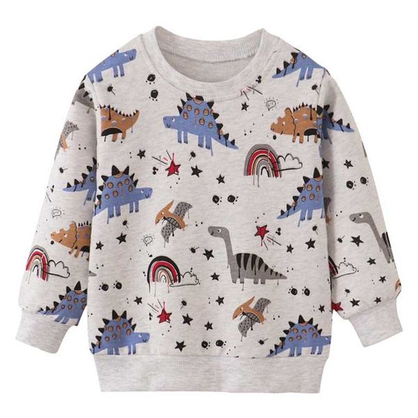 Прыжки метров мальчиков девочек динозавры толстовки осень весенние детская хлопчатобумажная одежда, продавать спортивные детские рубашки с капюшоном 211029