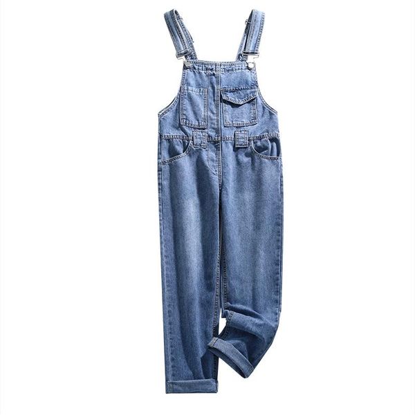 

women's jumpsuits & rompers fashion summer blue casual overall jeans women 2021 spring vintage pocket korean denim jumpsuit ladies dail, Black;white