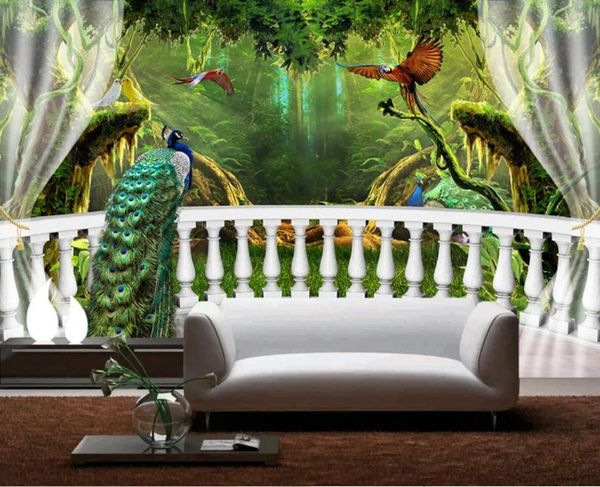 Benutzerdefinierte 3D Wandbild Wald Balkon Dekorative Malerei Hintergrund Wandpapiere Wohnkultur Papel de Parde Tapete