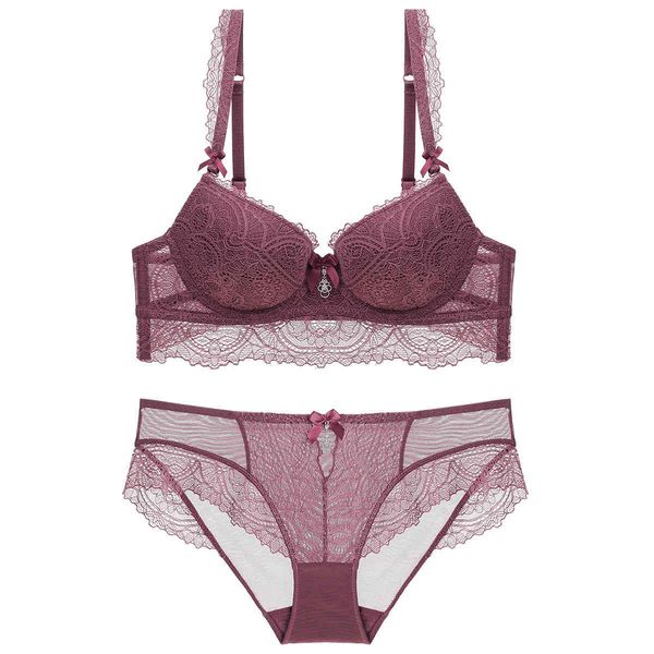 

bra set 1851 girls underwear thick cup ladies gathered lace suit, Red;black