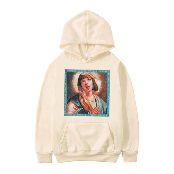 

men's hoodies & sweatshirts virgin mary print hoodie funny streetwear men/women autumn winter casual pullovers, Black