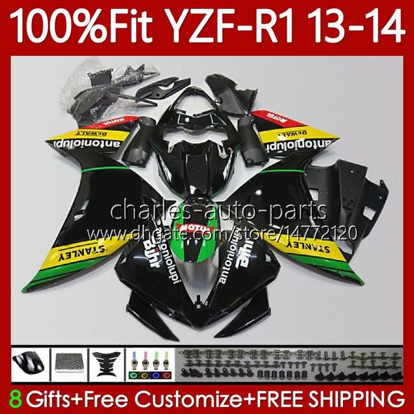 Carrozzeria OEM per YAMAHA YZF-R1 YZF1000 YZF R 1 1000CC 2013 2014 MOTO Corpo Nero giallo 97No.58 100% Fit YZF R1 1000 CC YZFR1 13 14 YZF-1000 13-14 Kit carenatura per stampi a iniezione