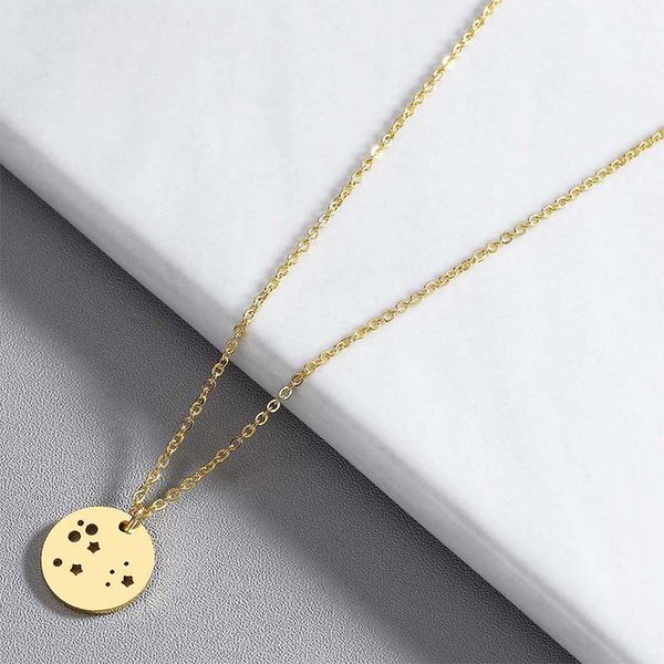 

pendant necklaces gold necklace for women stainless steel fashion circle star rose moon jewelry on the neck, Silver