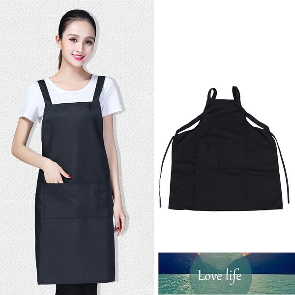 Apronico di lavoro impermeabile con doppia spalla con spalla Anti-olio Apron per Cafe Restaurant Kitchen Apron per donne (Black Factory Price Expert Design Qualità