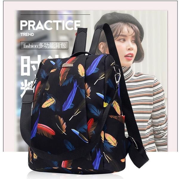 

shopping bags style backpack women's versatile casual travel nylon canvas double back sports anti-theft shoulde