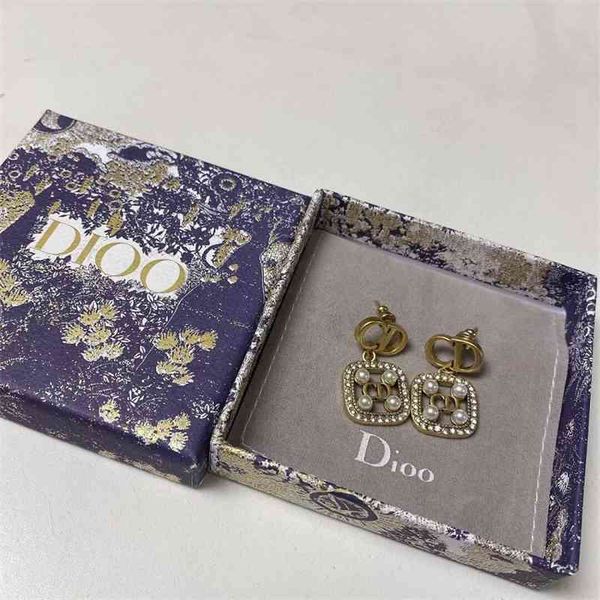 

70% off outlet online / 2021 new earrings square brand inlaid with diamond pearl earrings, Black