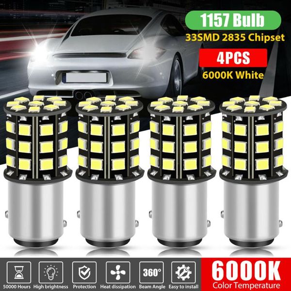 

car headlights 4pcs 1157 33-smd white led tail brake sreverse parking turn signal light bulbs lights auto fog lamps signals