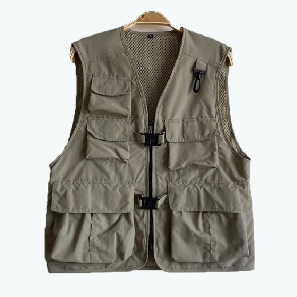 

men's quick dry multi-pocket fishing hiking travel thin vest outdoor mountaineering drift advertising pography jackets, Black;brown