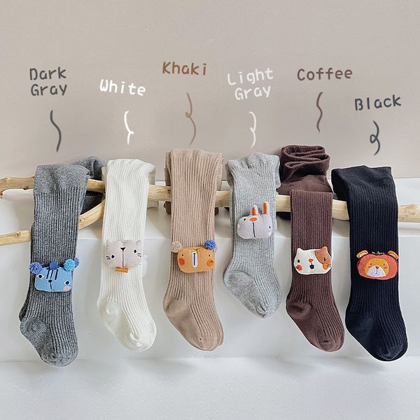 

2021 new girls pantyhose spring and autumn combed cotton cute cartoon doll newborn men and women baby breathable leggings, Pink;yellow