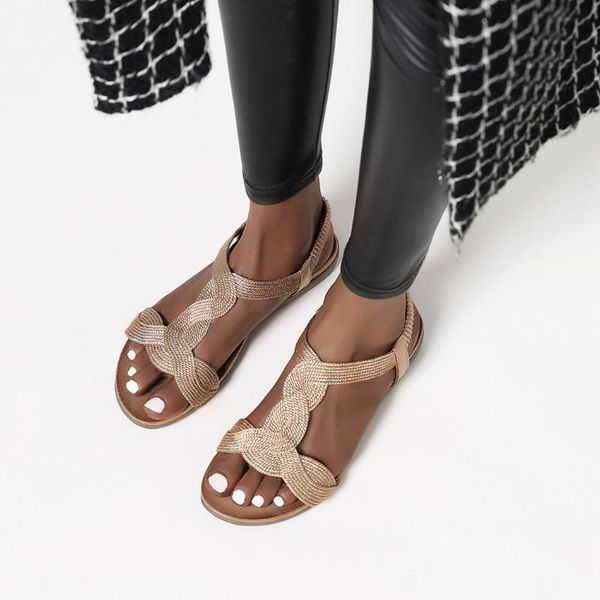 

women's flat sandals comfortable anti-slip beach shoes cross strap open toe, Black