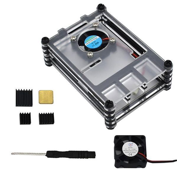 

lapcooling pads raspberry pi 4b compatible case with built in colling fan clear acr