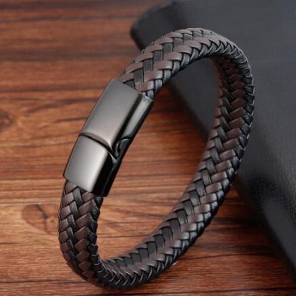 

bangle fashion simple woven leather bracelet men's casual daily jewelry gift, Black